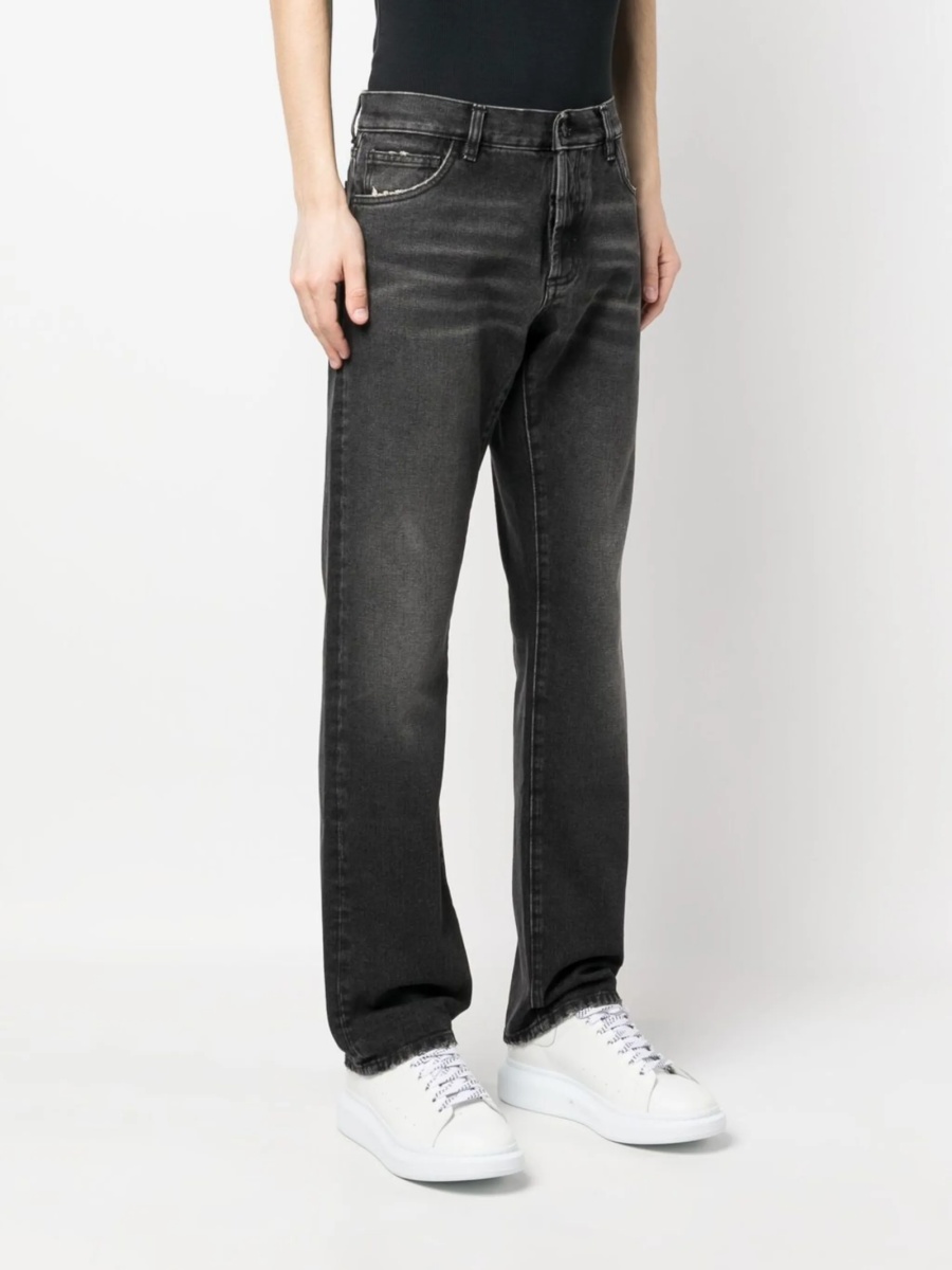 Blugi slim fit Marcelo Burlon negri din polyester si bumbac - Img 3