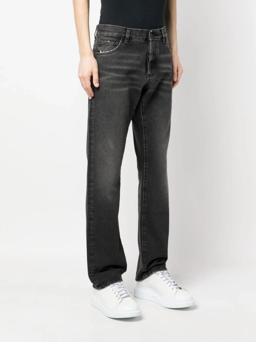 Blugi slim fit Marcelo Burlon negri din polyester si bumbac - Img 3