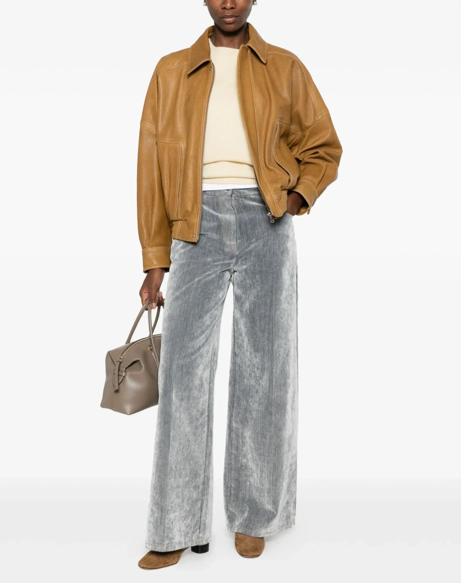 Blugi Wide leg Jeans in flocked denim - Img 4