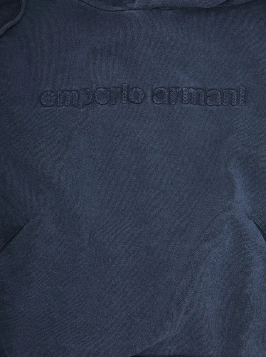 Bluza de trening EMPORIO ARMANI KIDS albastra din bumbac - Img 3
