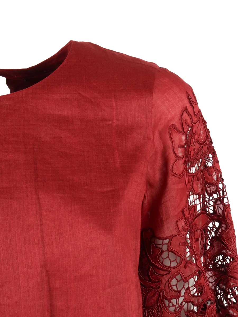 Bluza MaxMara Studio rosie din polyester si ramie - Img 3