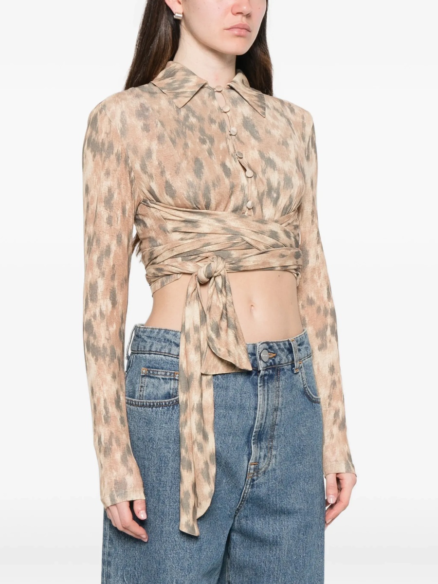 Bluza Printed marl mesh tie Blouse - Img 5