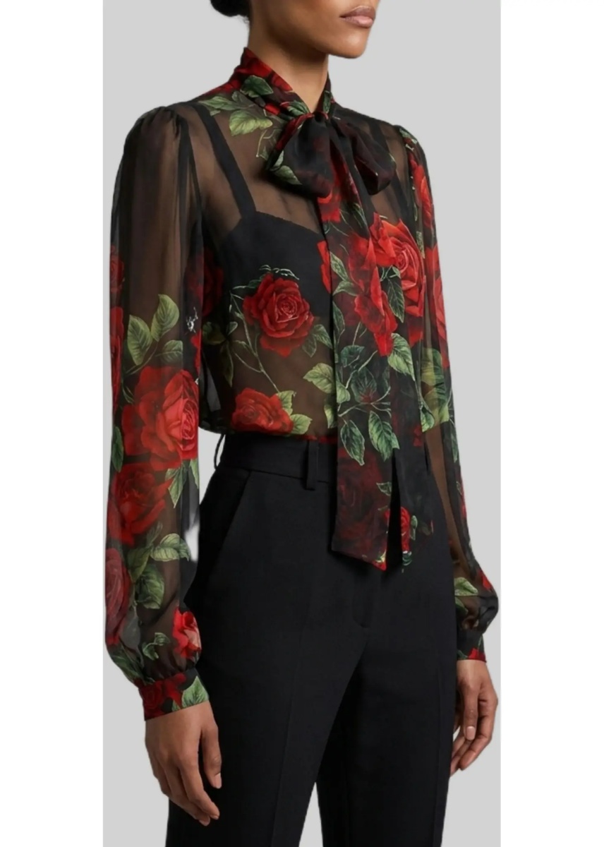 Bluza Red Rose Chiffon Blouse - Img 3