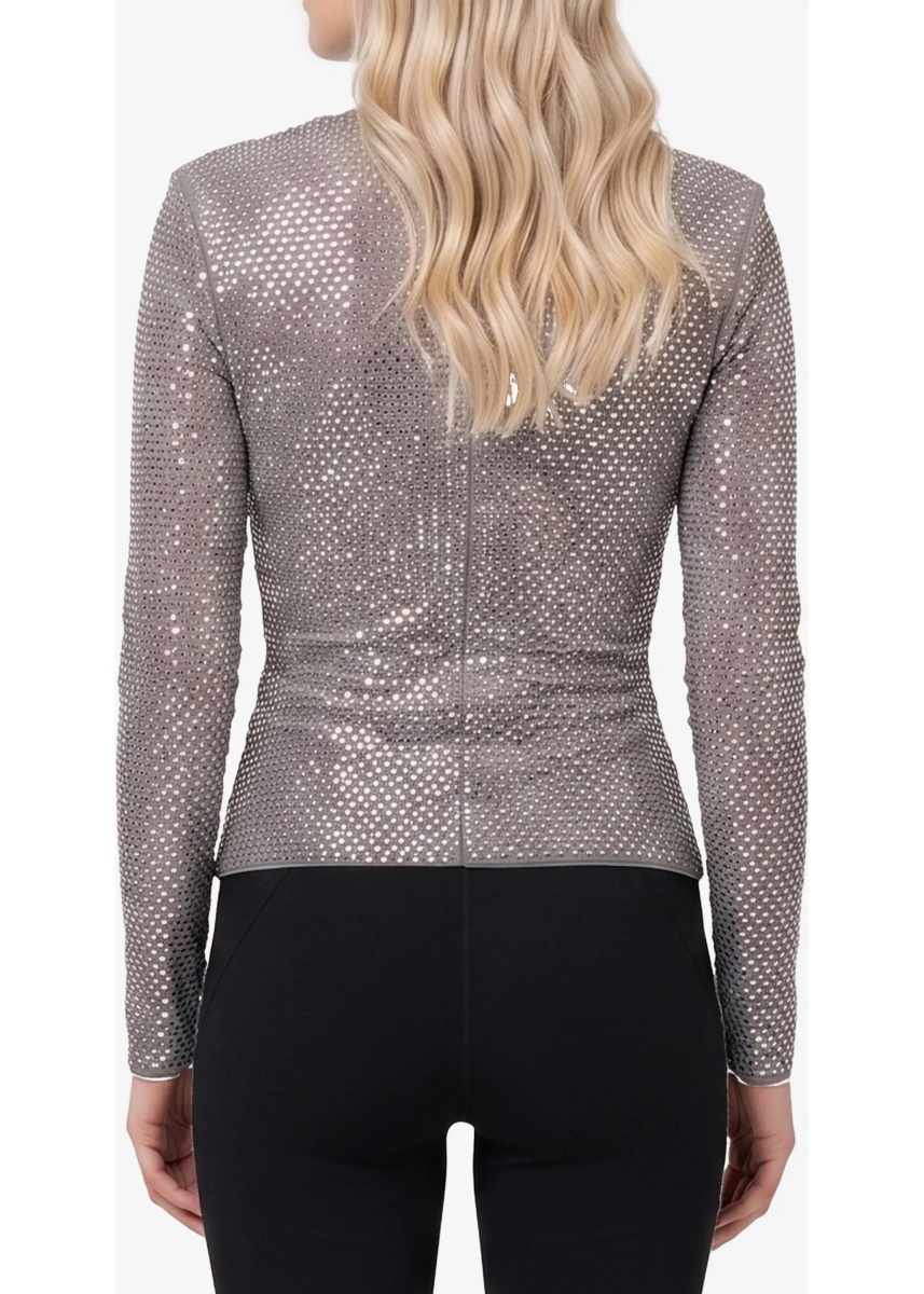 Bluza Rhinestone Mesh Wrap Top - Img 3