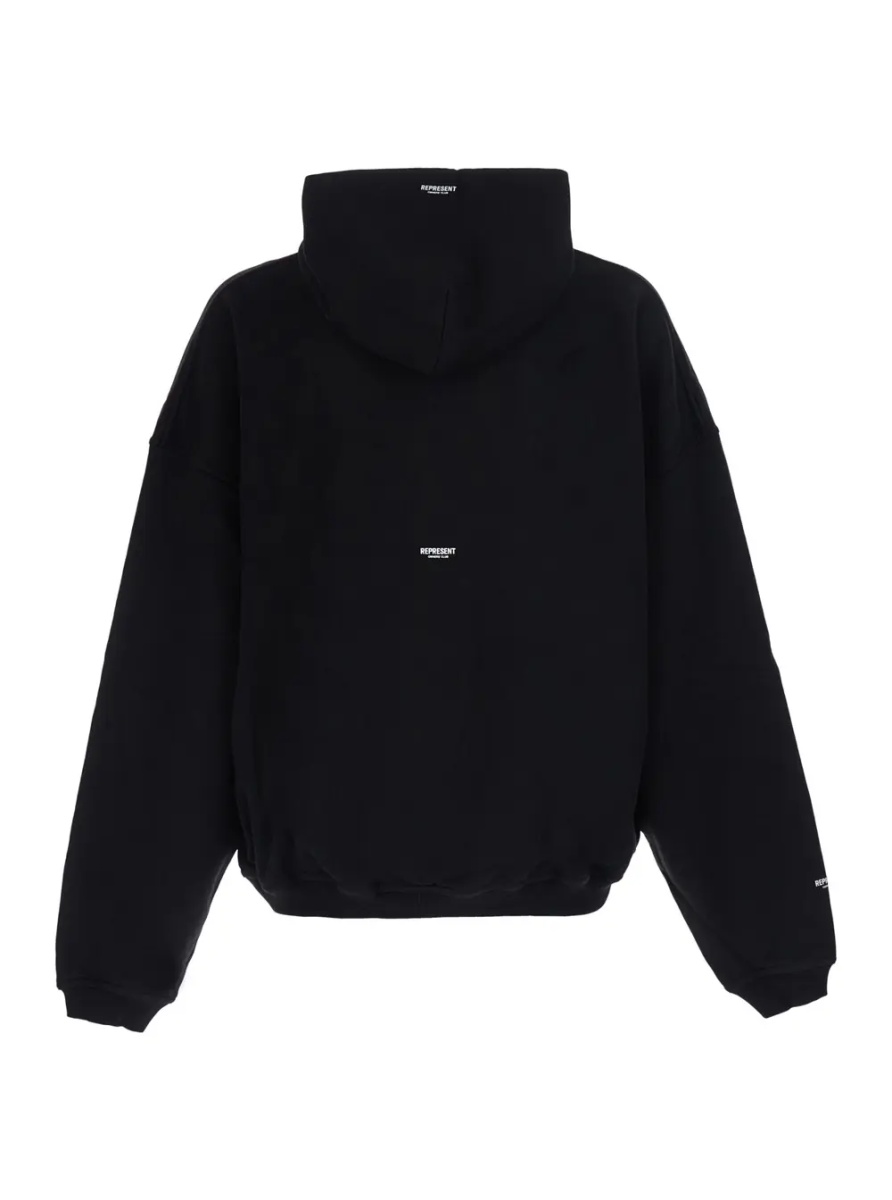 Bluza trening black Hoodie with logo details on front and back in cotton for men - Img 2