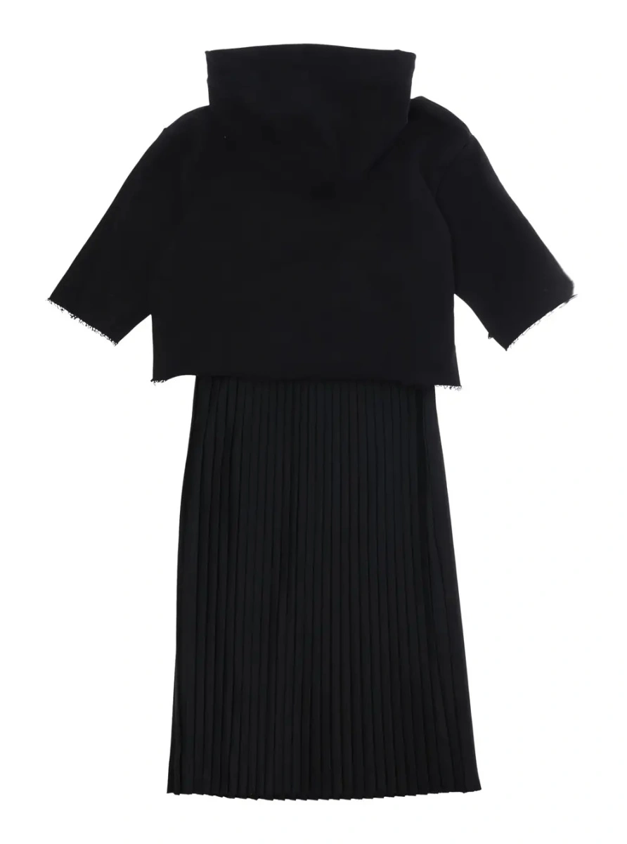 Bluza trening Black Sleeveless dress with matching crop hoodie in blend wool stretch girl - Img 2