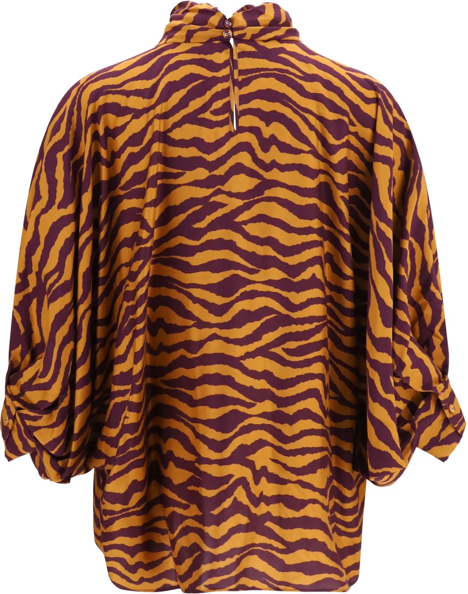 Bluza Viscose and silk Blouse with high collar - Img 2