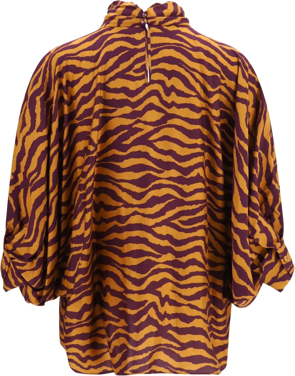 Bluza Viscose and silk Blouse with high collar - Img 4