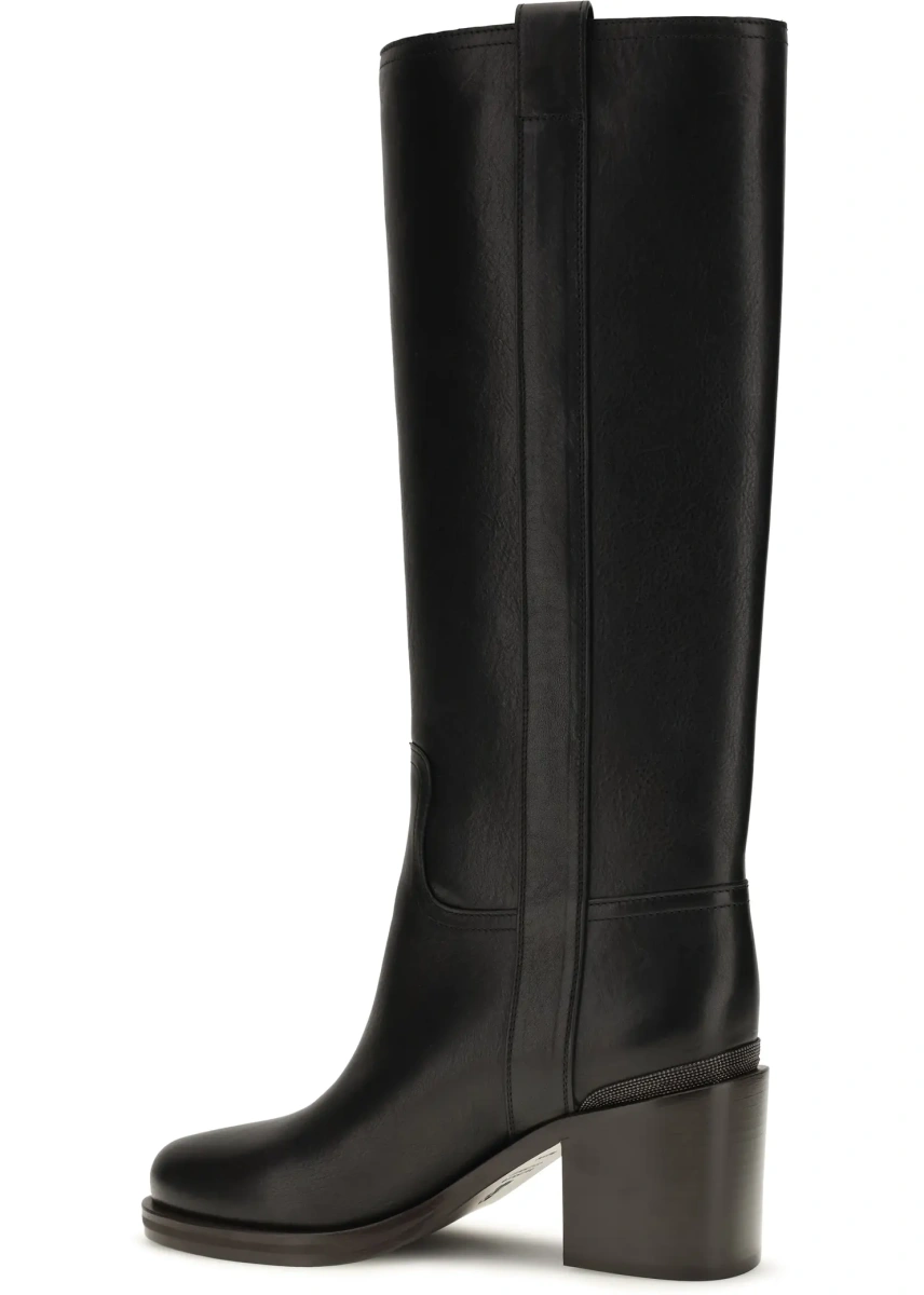 Bocanci casual Brunello Cucinelli negri din piele - Img 3