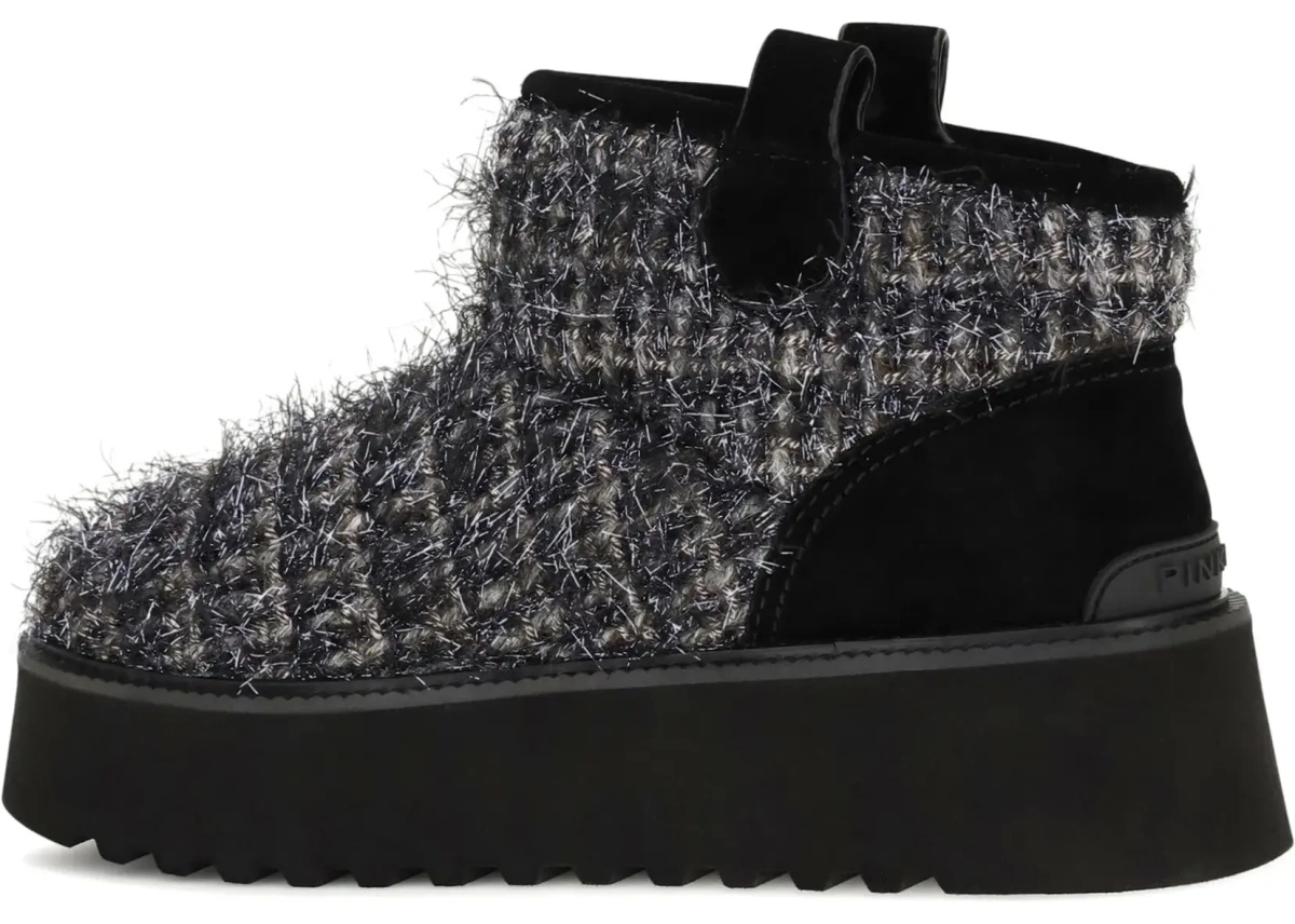 Bocanci casual Pinko gri din tweed si lurex - Img 5