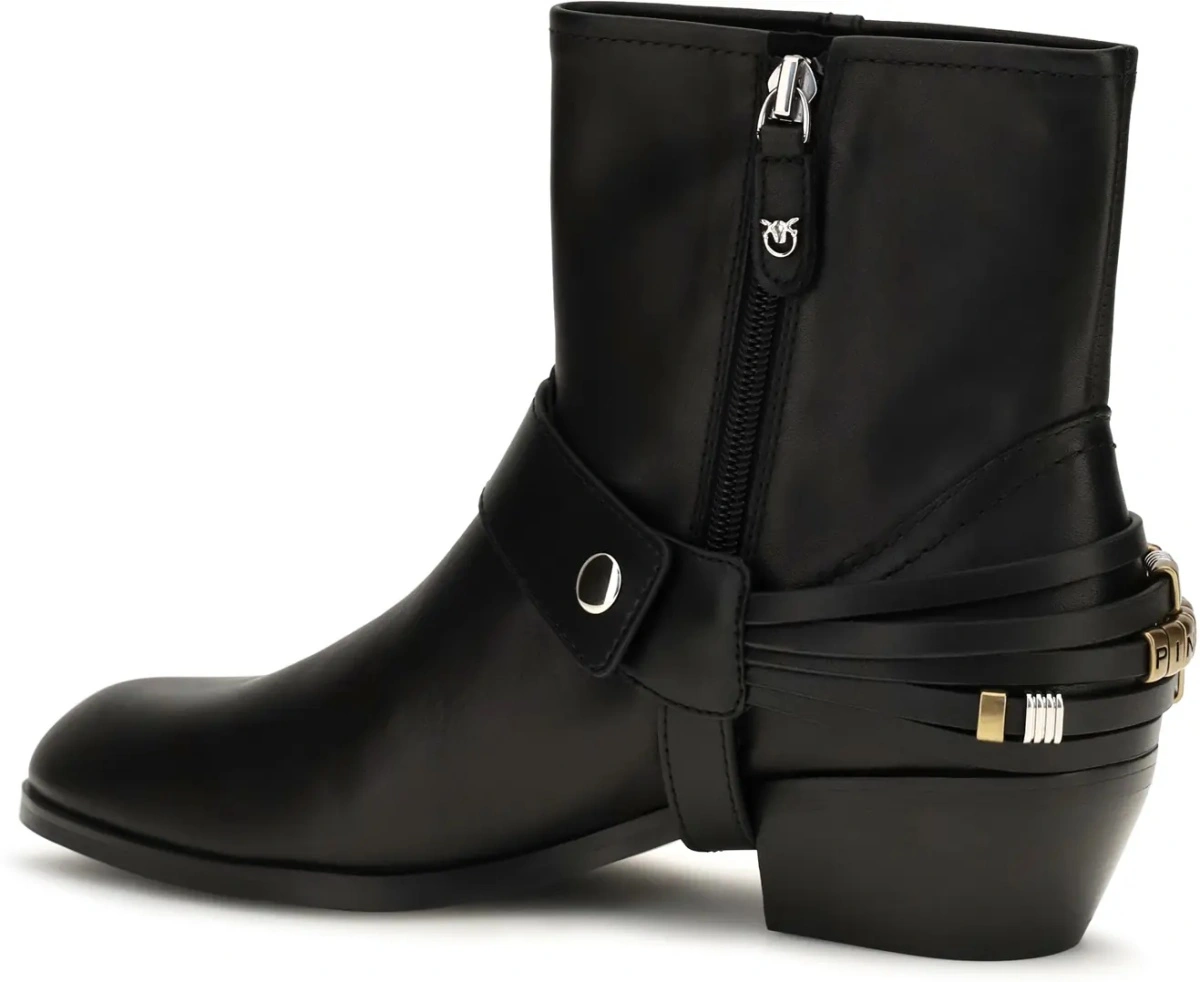 Bocanci casual Pinko negri din piele - Img 3