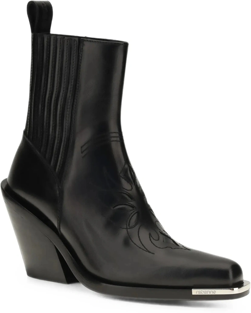Bocanci casual RABANNE negri din piele - Img 4