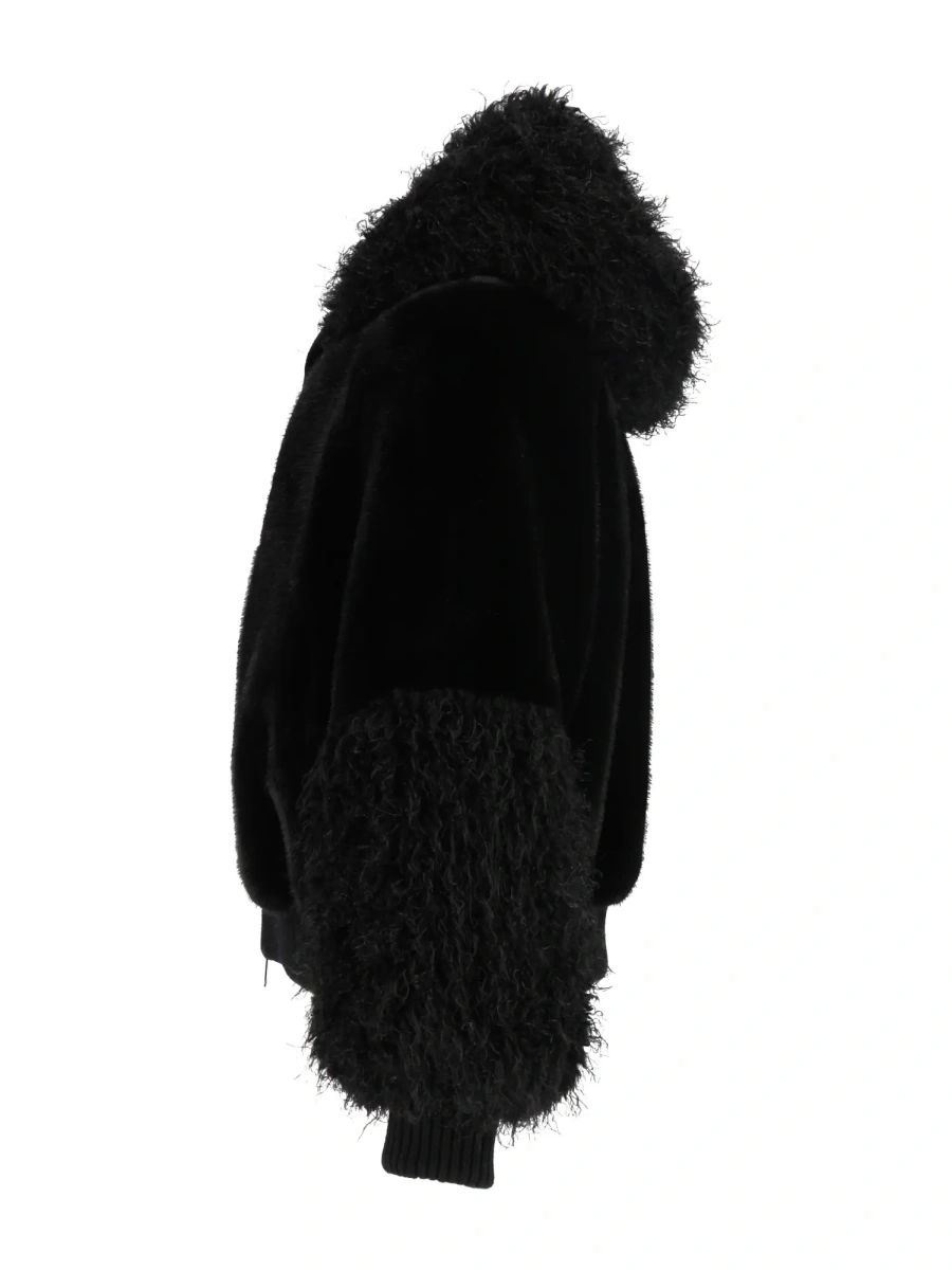 Bomber FAUX REX BOMBER JACKET WITH HOOD AND KNITTED DETAILS - Img 2