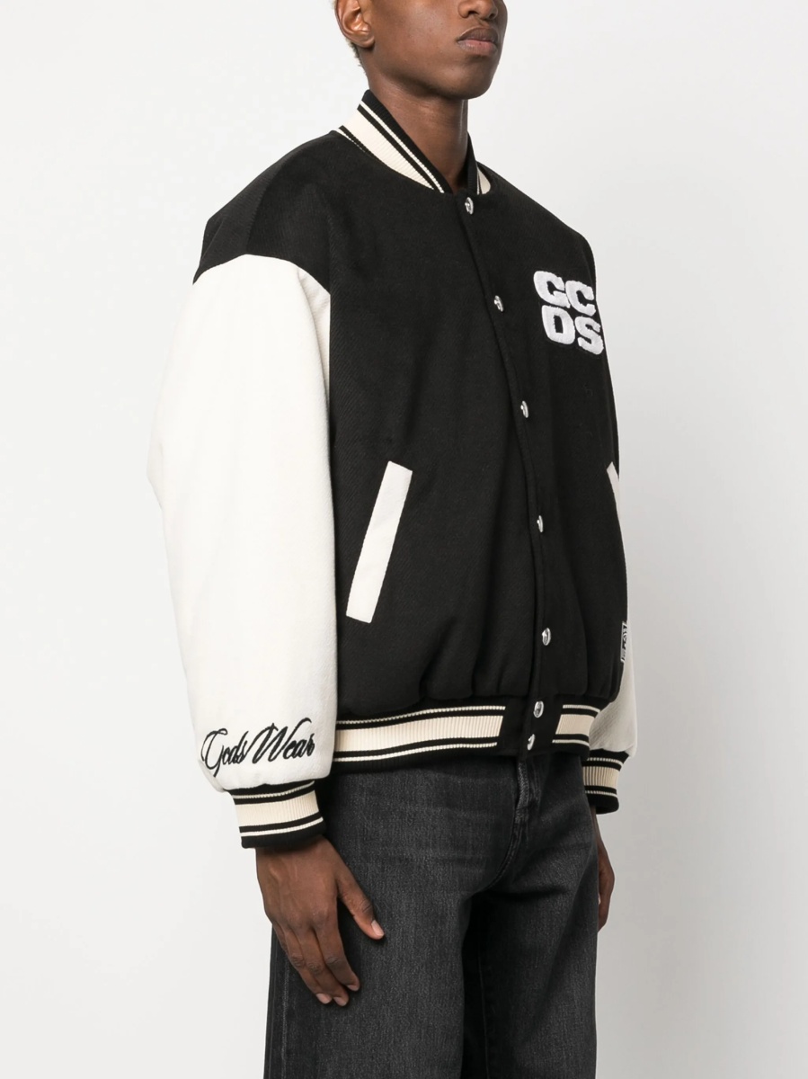 Bomber jacket GCDS neagra din bumbac si polyester - Img 4