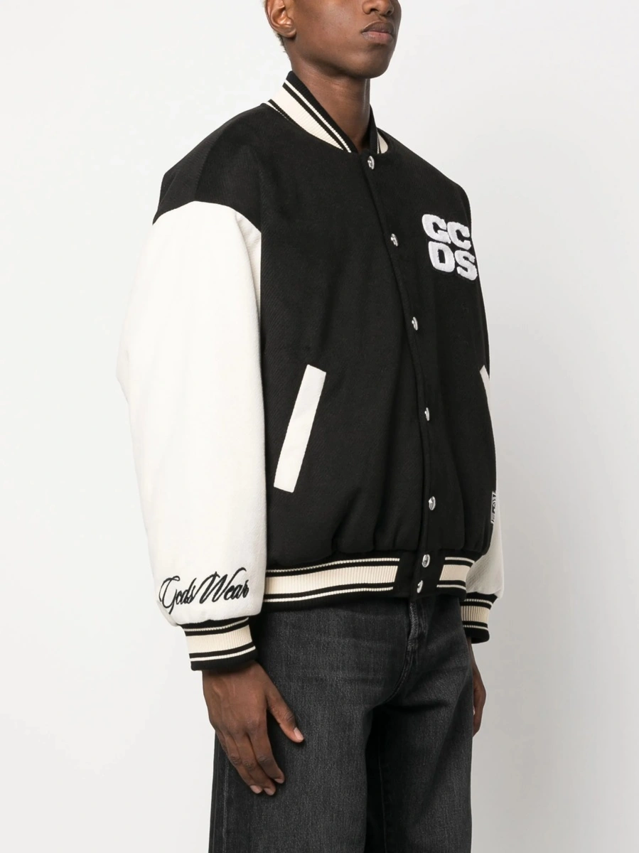 Bomber jacket GCDS neagra din bumbac si polyester - Img 4