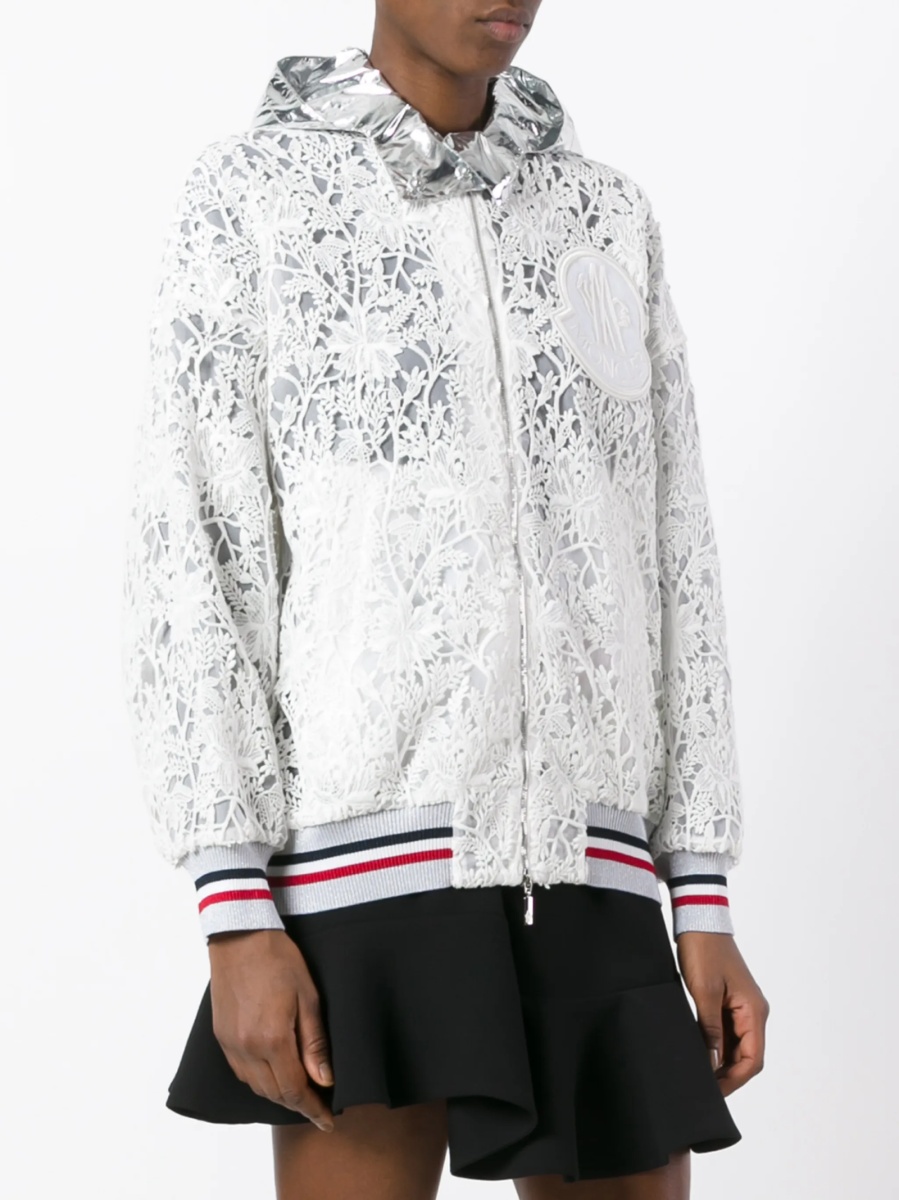 Bomber jacket Moncler alba din polyester si bumbac - Img 3
