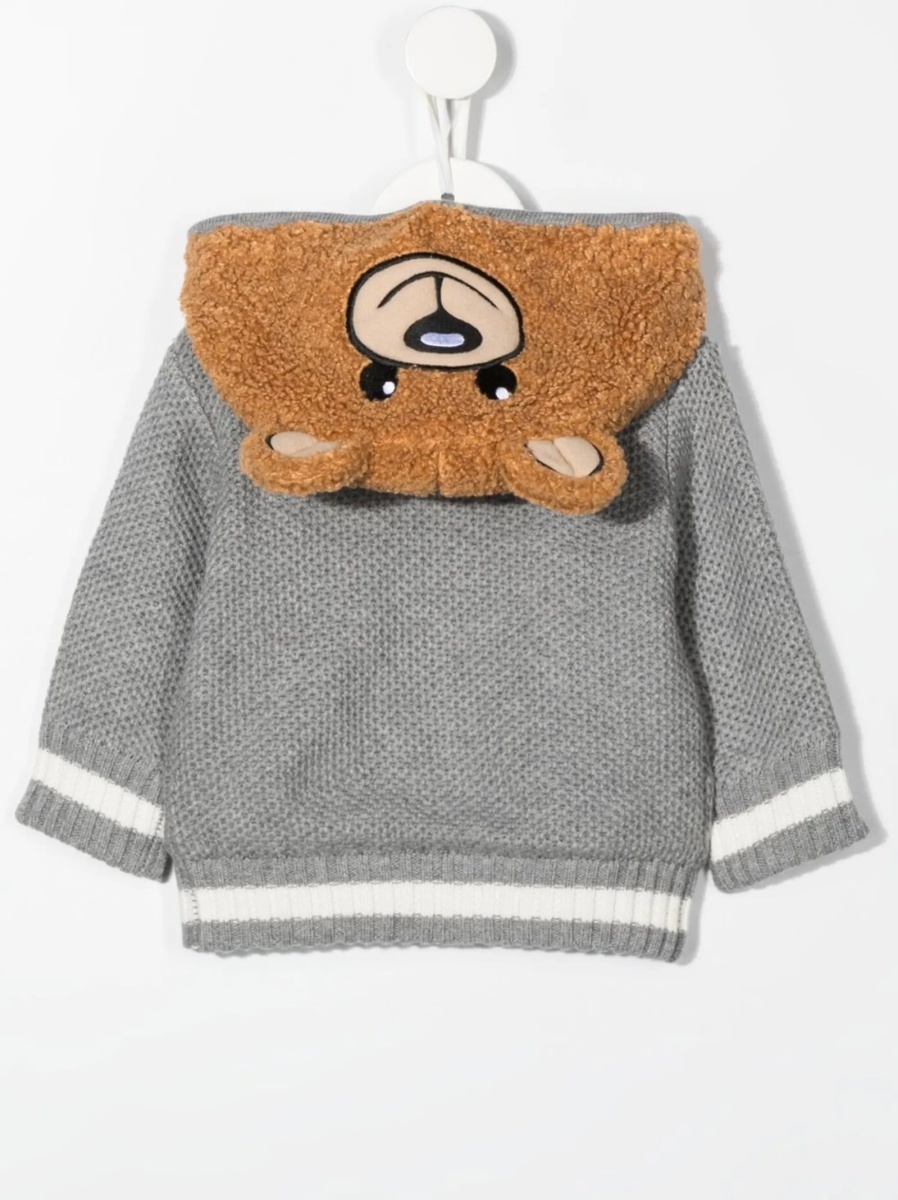 Bomber jacket Moschino gri din lana si bumbac - Img 2