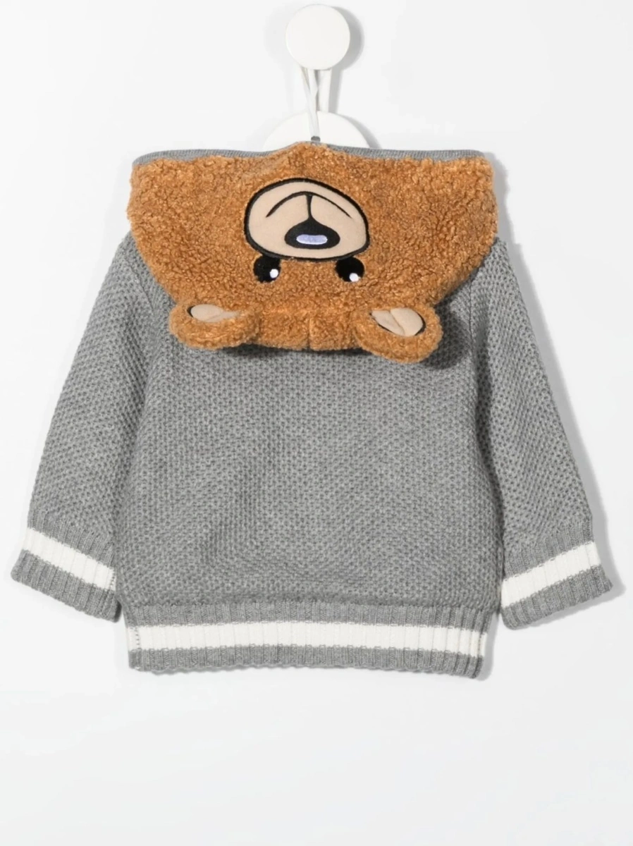 Bomber jacket Moschino gri din lana si bumbac - Img 2