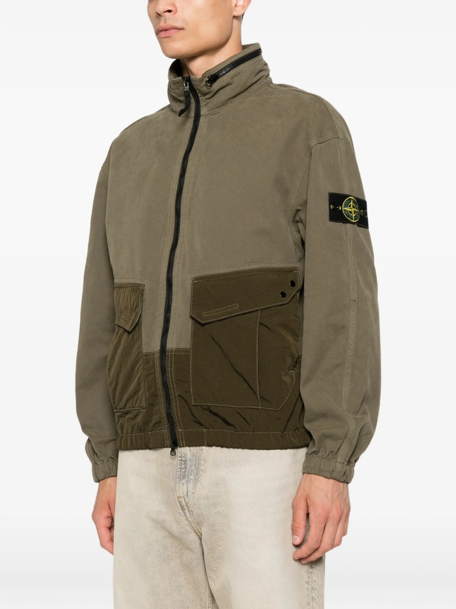 Bomber jacket Stone Island verde din bumbac organic - Img 3