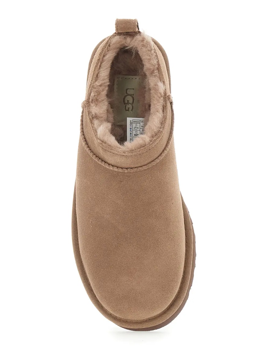 Botine “Classic Micro” Beige Ankle Boots with Logo Embossed in Suede Woman - Img 4