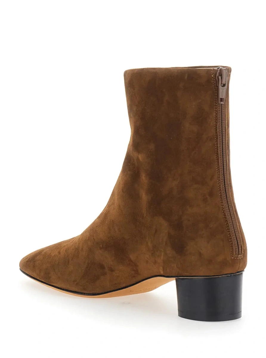Botine 'Carole' Brown Ankle Boots with Medium Block Heel in Suede for Women - Img 3