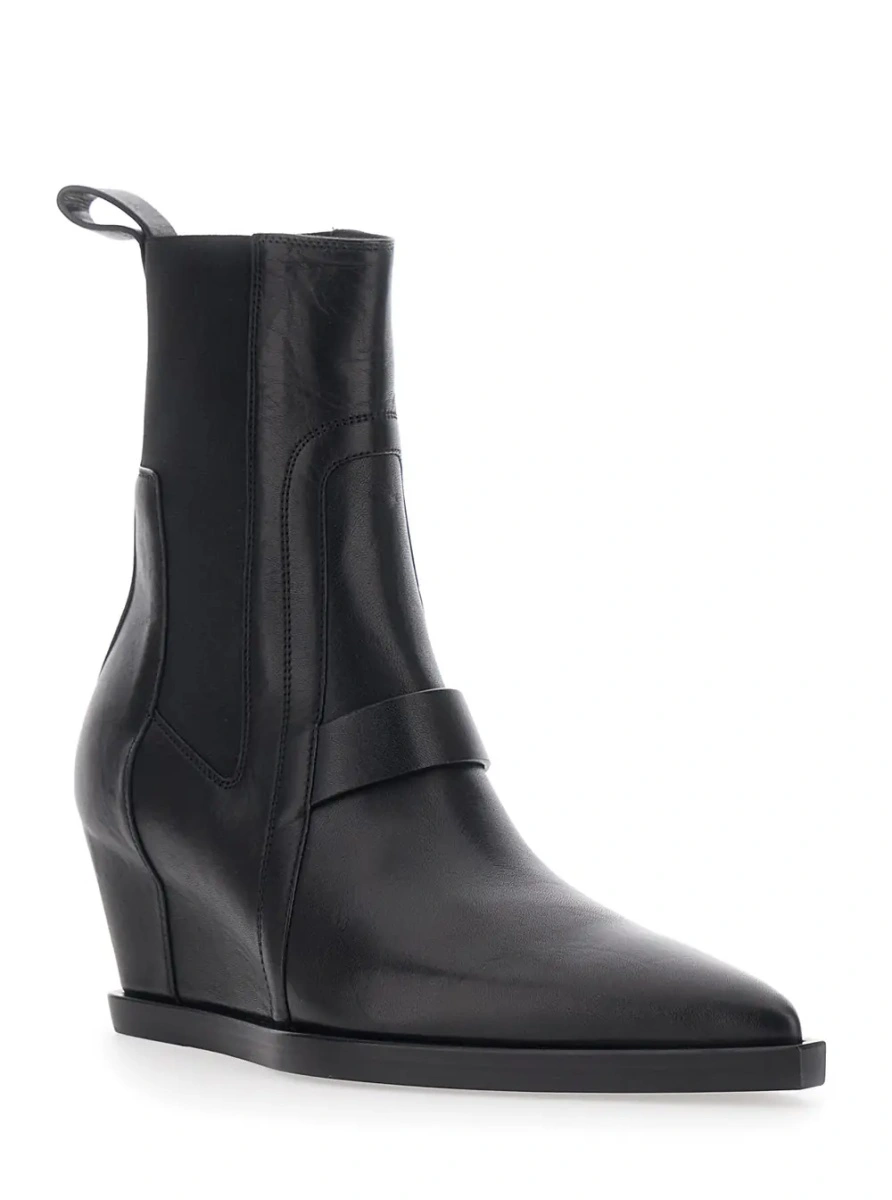 Botine Rick Owens negre din piele - Img 2