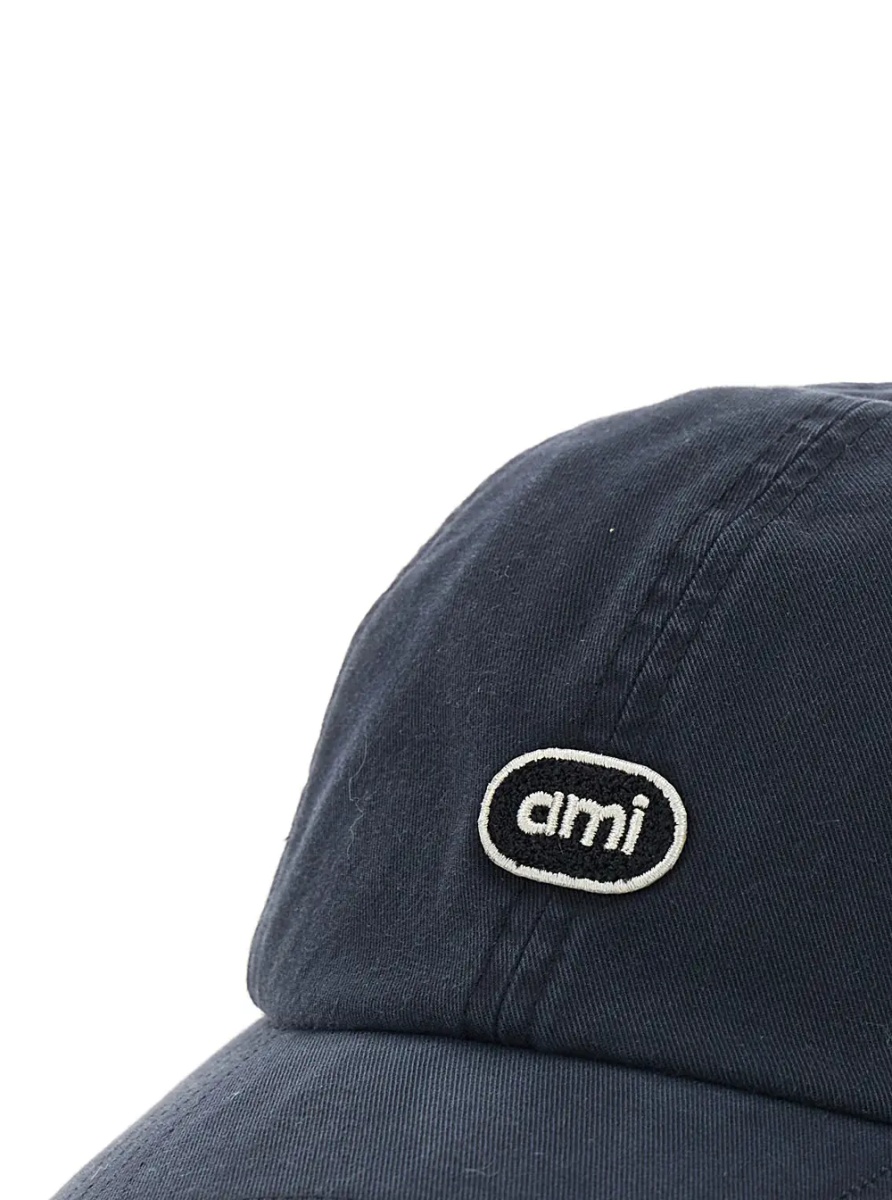 Caciula Hat with embroidered patch and AMI logo, Tech Fabric, black, unisex - Img 3