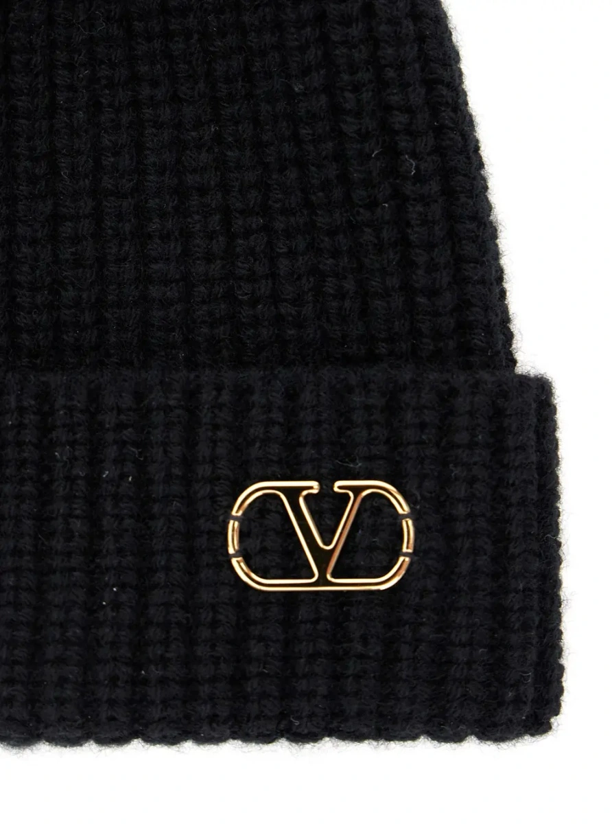 Caciula Valentino Garavani 'VLogo' neagra din casmir - Img 3