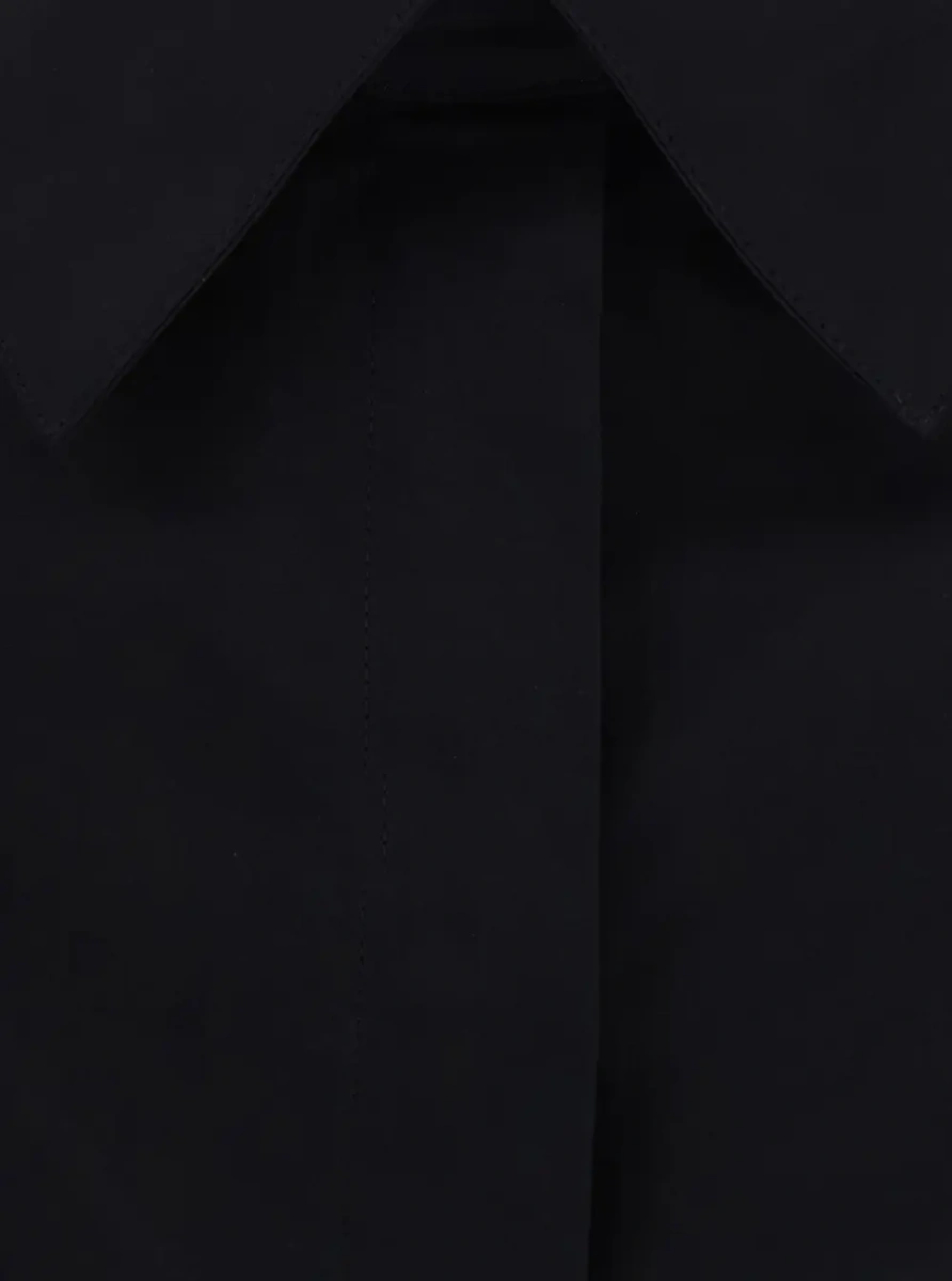 Camasa A-Line Shirt in cotton poplin with collar and long sleeves black for women - Img 3
