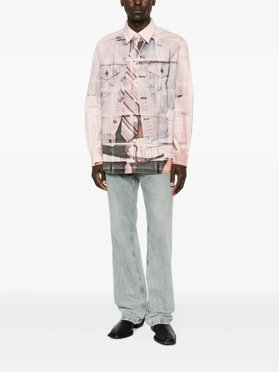 Camasa Acne Studios roz din bumbac - Img 4