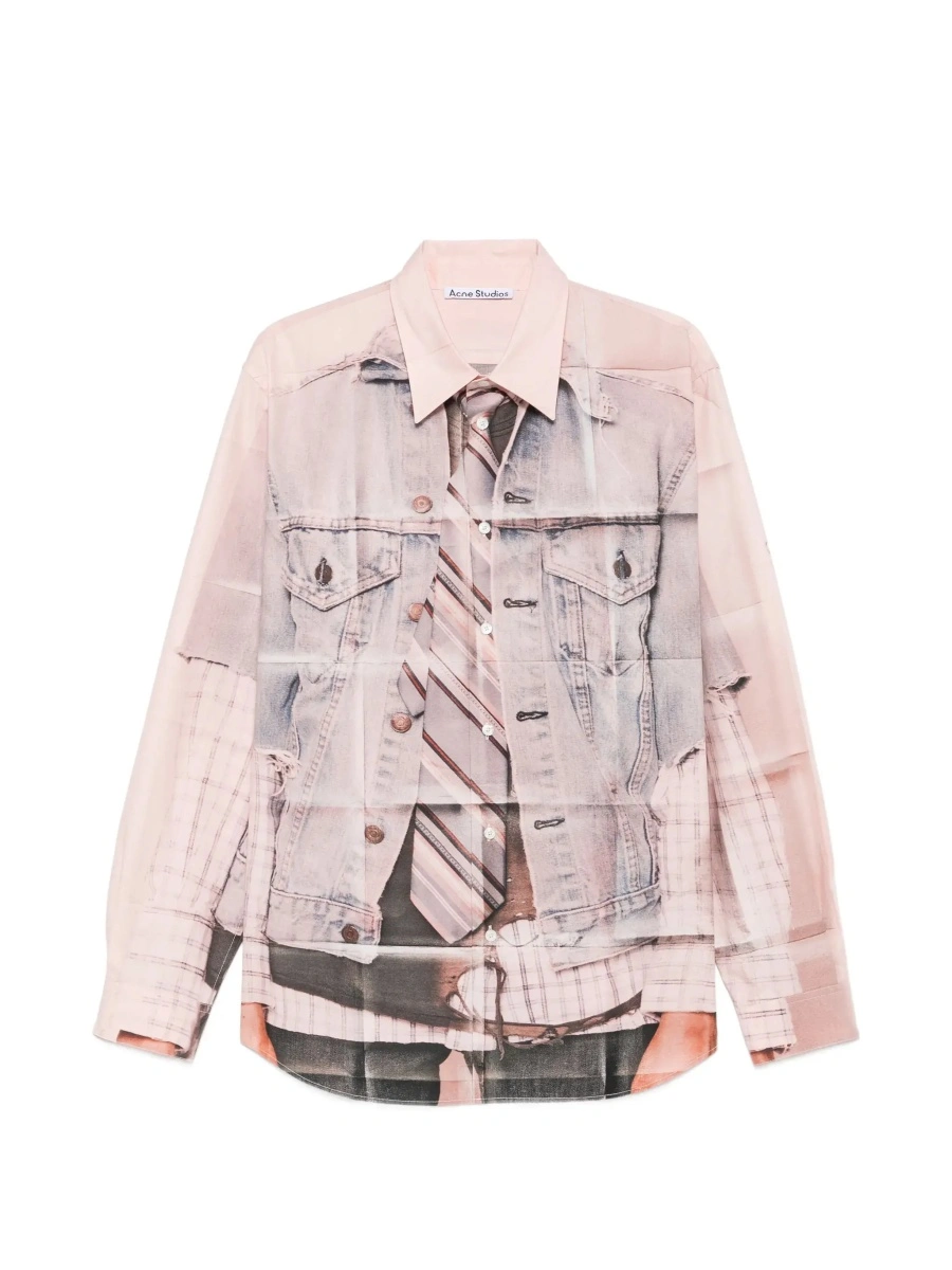 Camasa Acne Studios roz din bumbac - Img 8