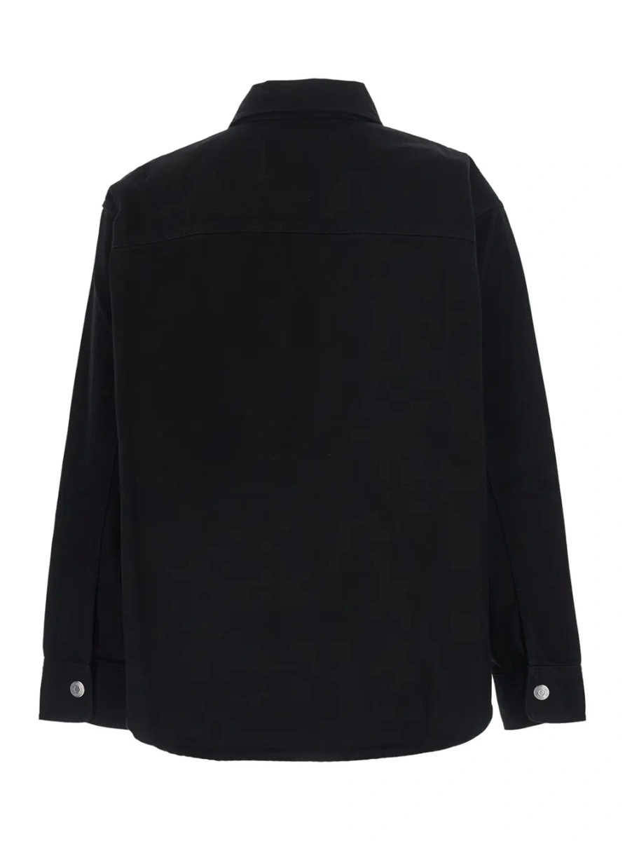 Camasa Black shirt with classic collar and tonal ADC embroidery on the front in cotton for men - Img 2