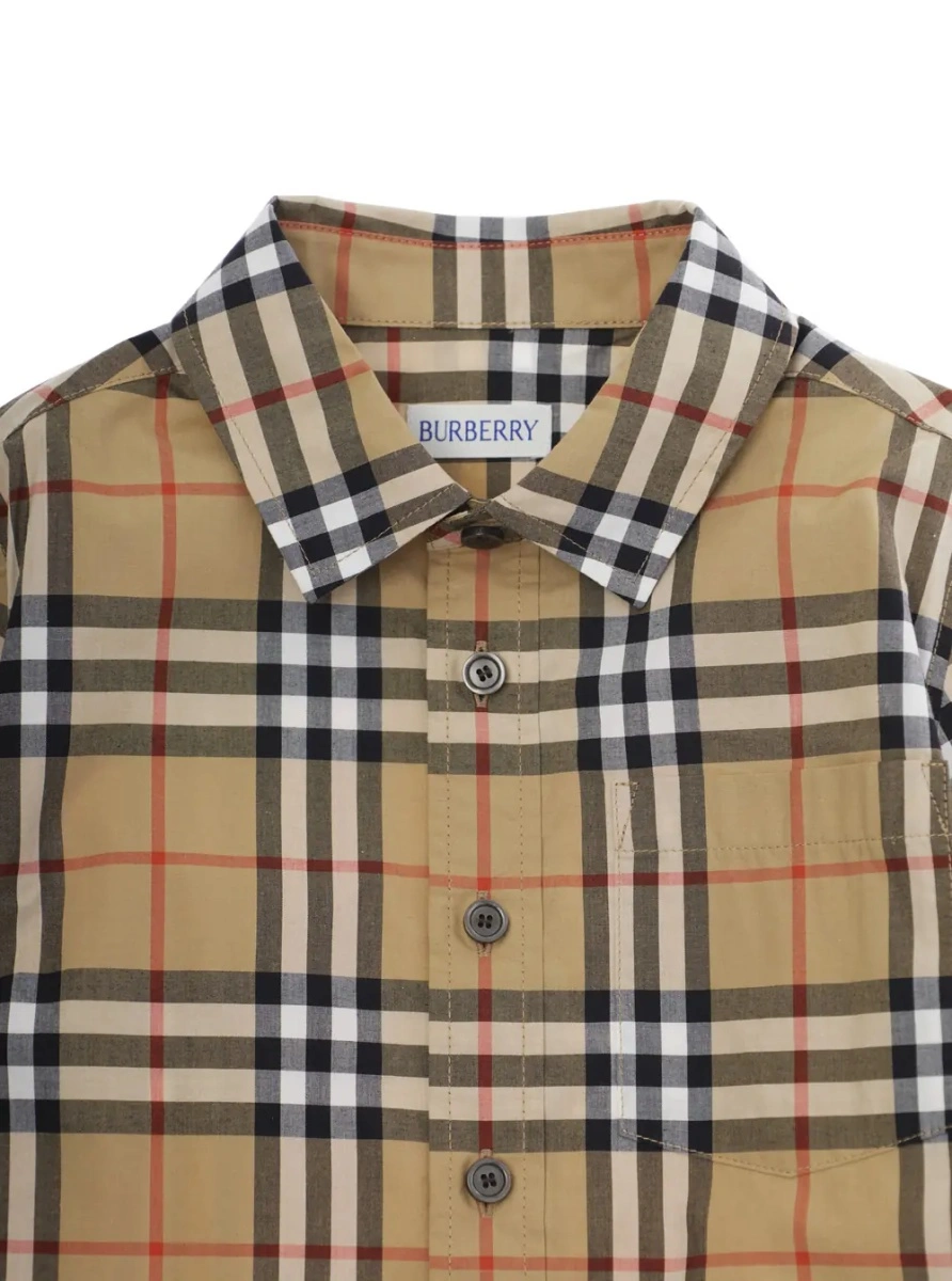Camasa Burberry Kids bej din bumbac - Img 3