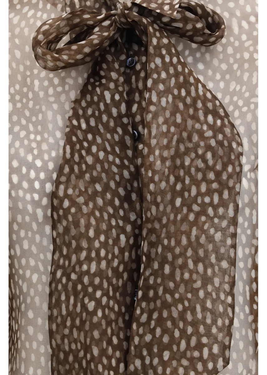 Camasa casual Dapple silk organza Shirt with neck tie - Img 3