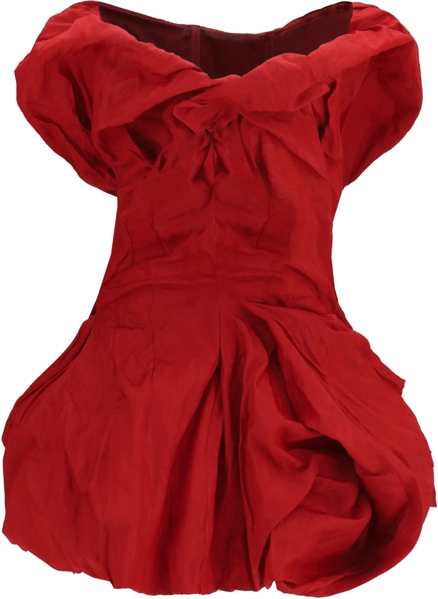 Camasa casual Draped mini Dress with balloon hem - Img 2