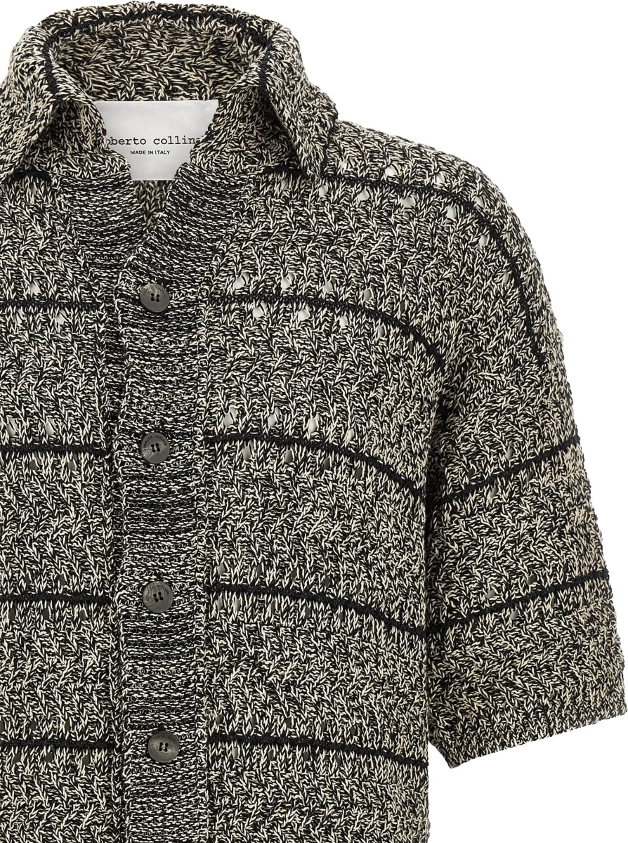 Camasa casual Mouliné texture knit Shirt - Img 3