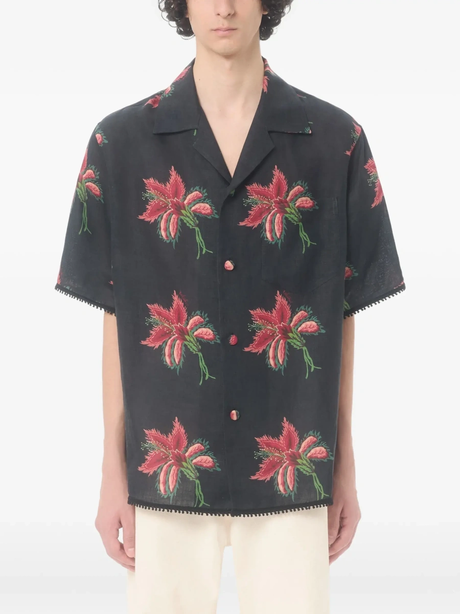 Camasa casual Papier Floral print linen bowling Shirt - Img 3