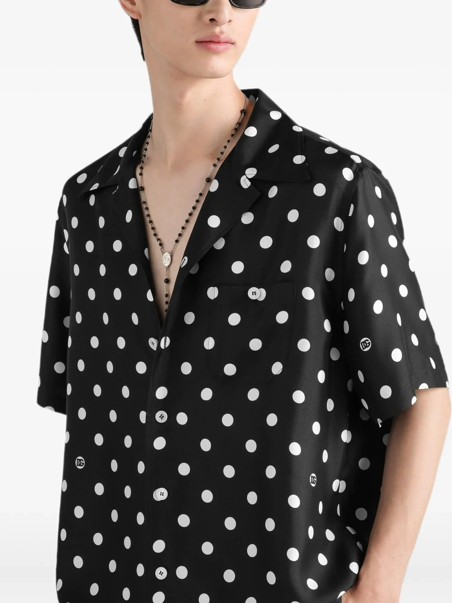 Camasa casual Polka dot silk twill Shirt - Img 6