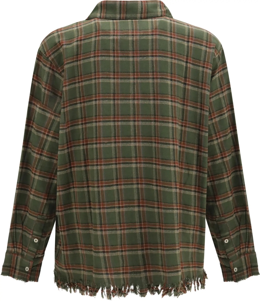 Camasa casual Raw-cut fringe plaid Shirt - Img 2