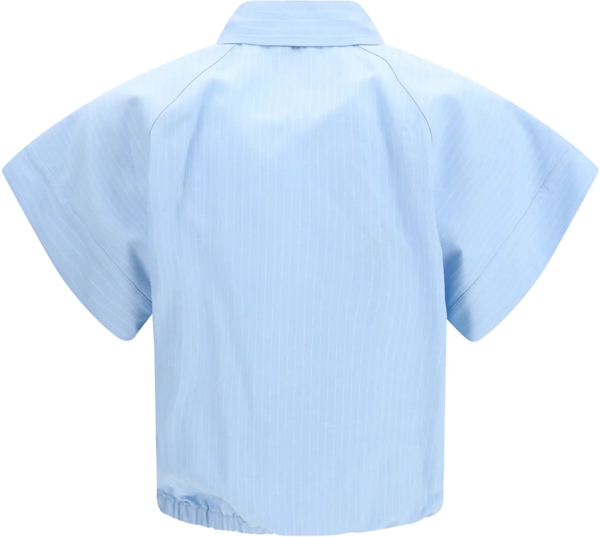 Camasa casual Short-sleeve Shirt in striped viscose and linen canvas - Img 2