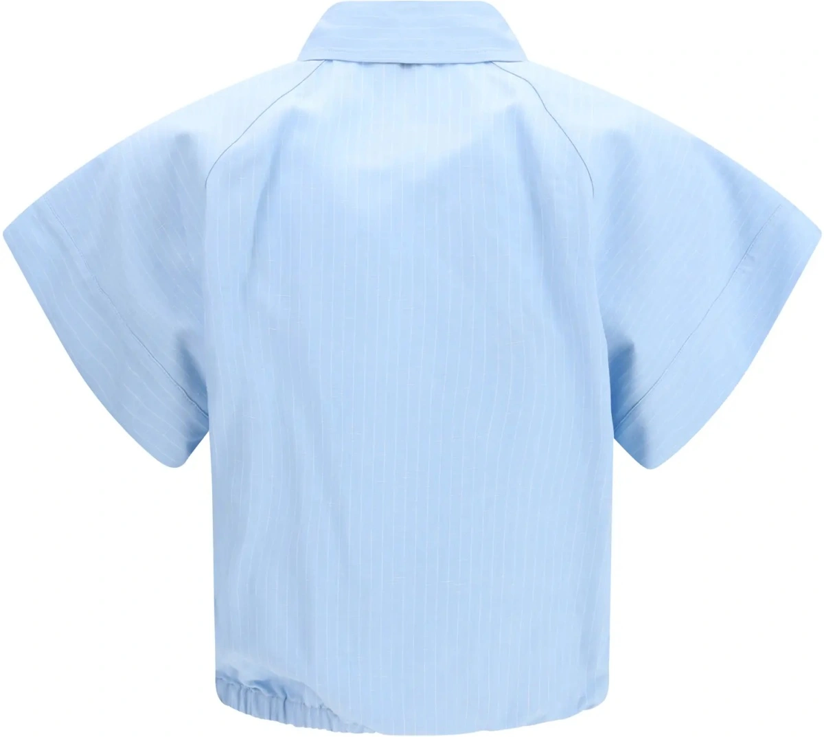 Camasa casual Short-sleeve Shirt in striped viscose and linen canvas - Img 2