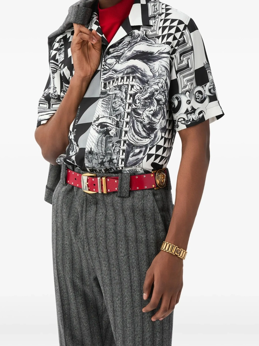 Camasa casual Versace neagra din matase - Img 4