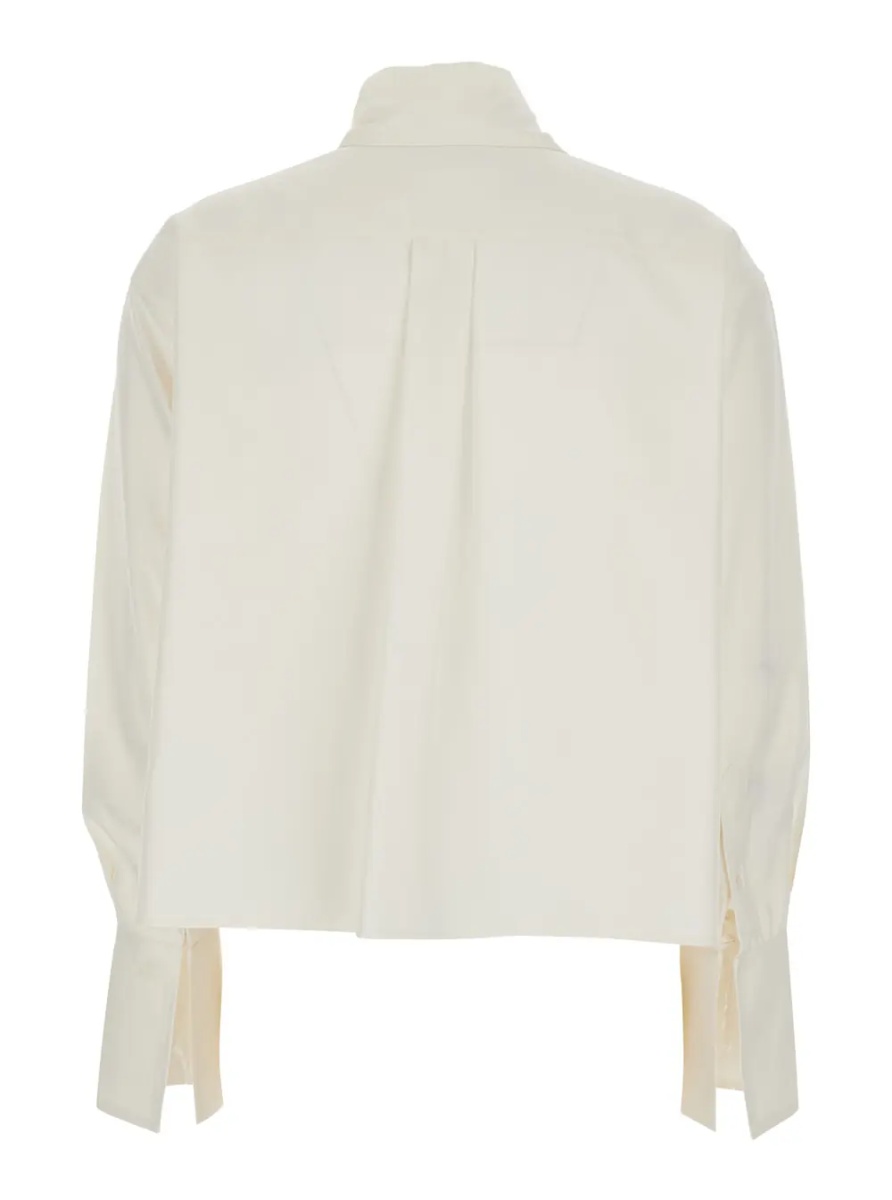 Camasa CROPPED LAVALLIER SHIRT White - Shirt with lavallière collar and long sleeves - Cotton - Women - Img 2
