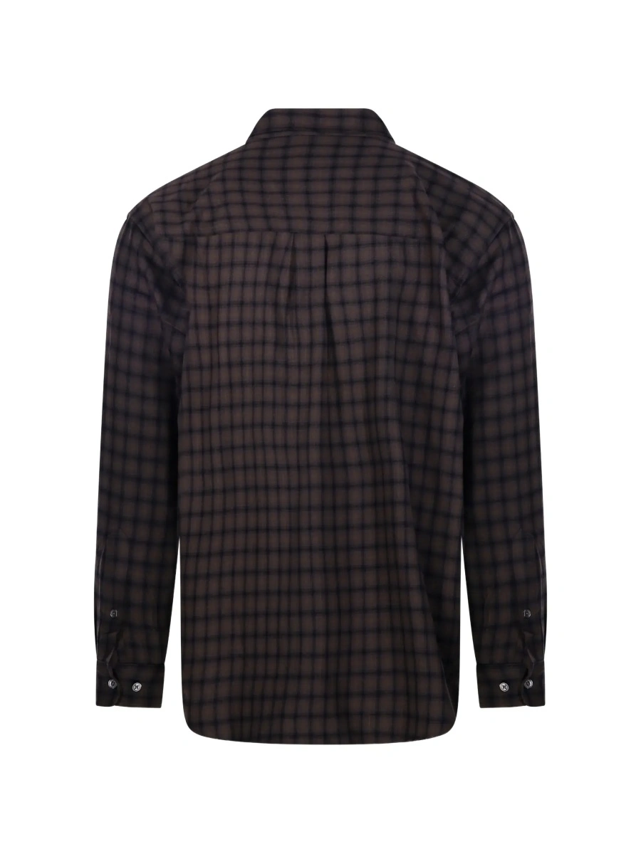 Camasa Green shirt with classic collar and all-over check motif in tech fabric for women - Img 4