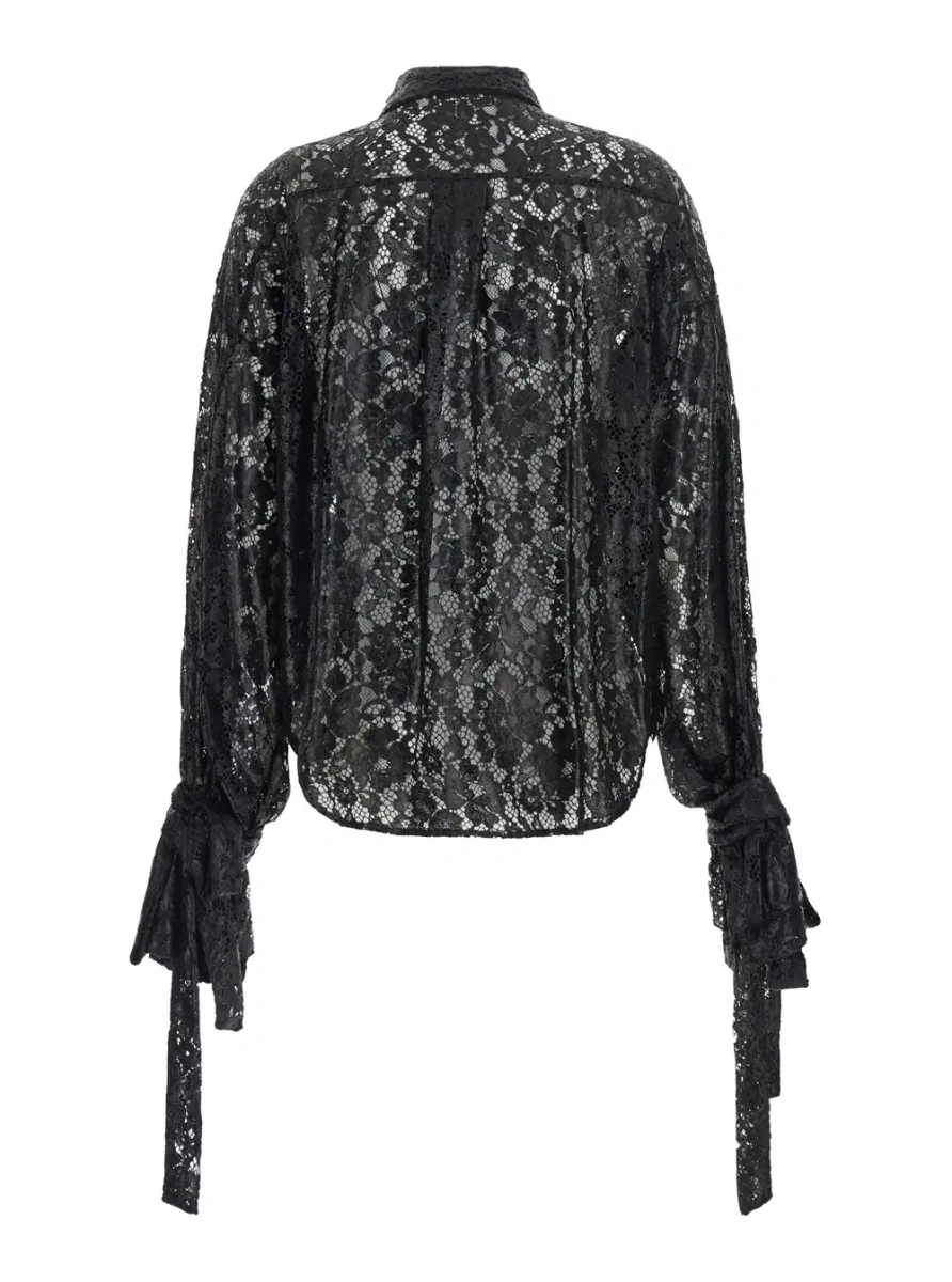Camasa Lace Rebrodé Shirt with Tech Fabric Black Women - Img 2