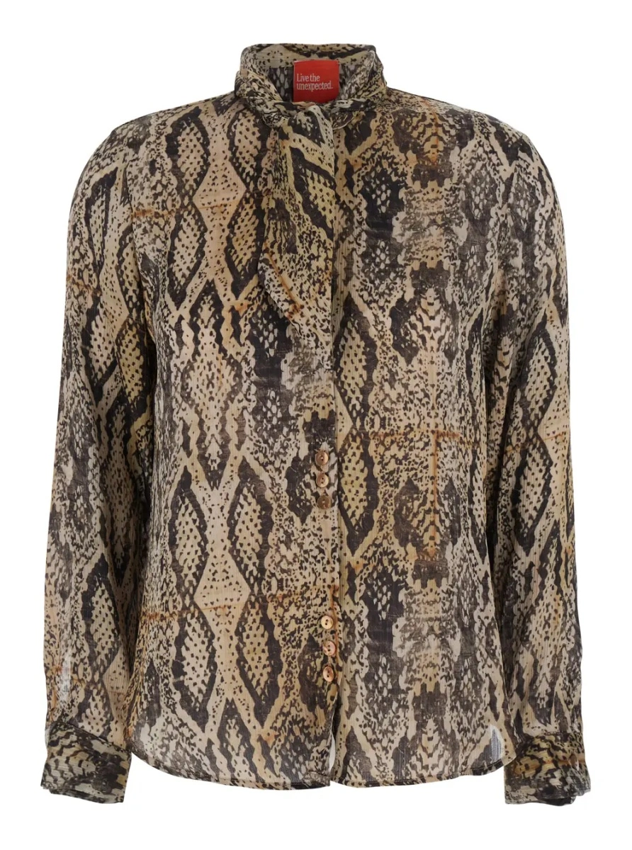 Camasa multicolor Shirt with knotted collar and snake print in Fabric for women - Img 4