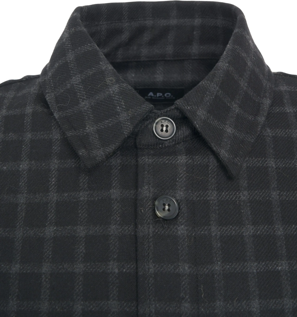 Camasa office A.P.C. neagra din flanel - Img 4