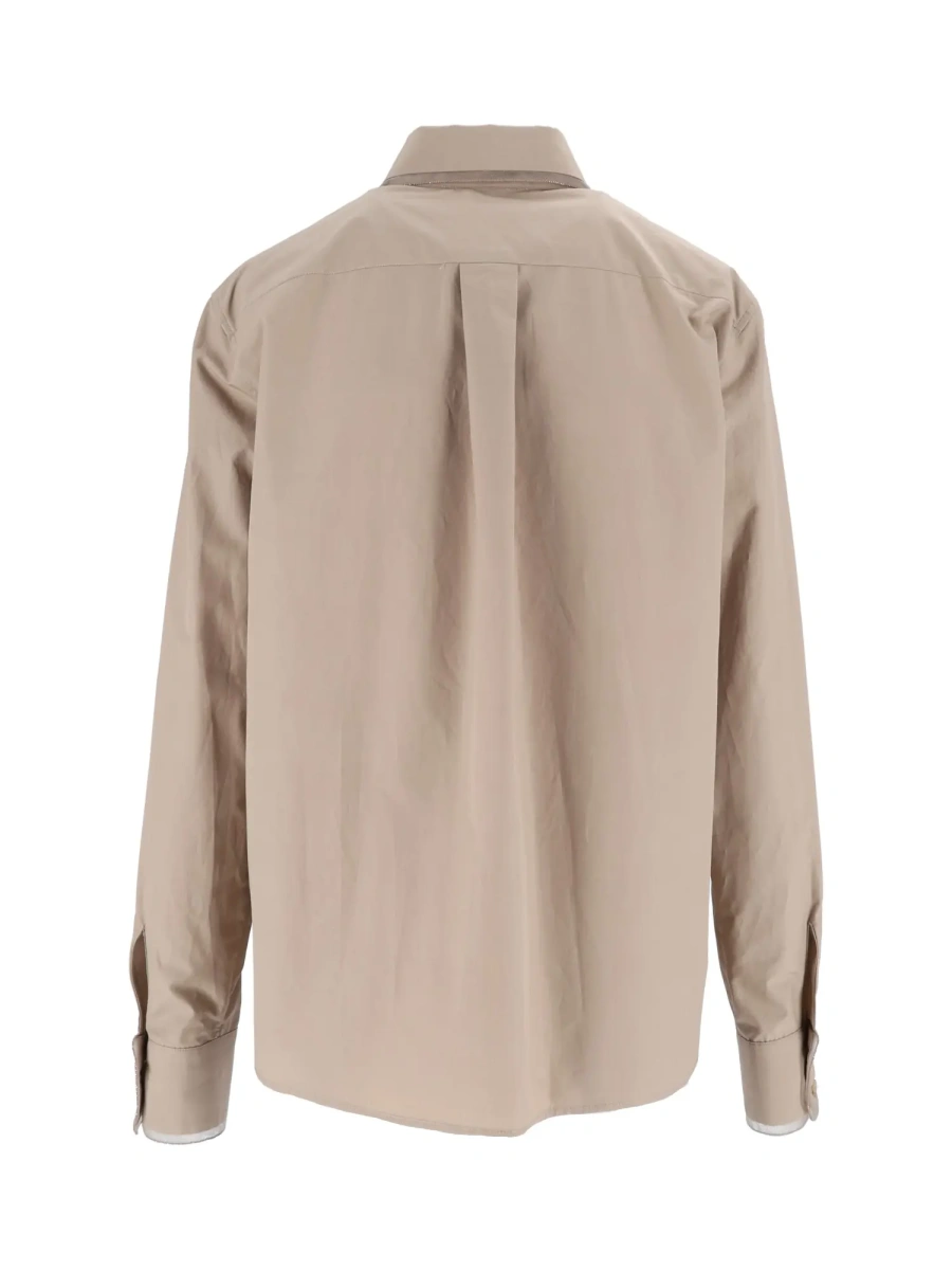 Camasa POPLIN BASIC SHIRT WITH FILO DIAMANTE AND TULLE TRIM - Img 3