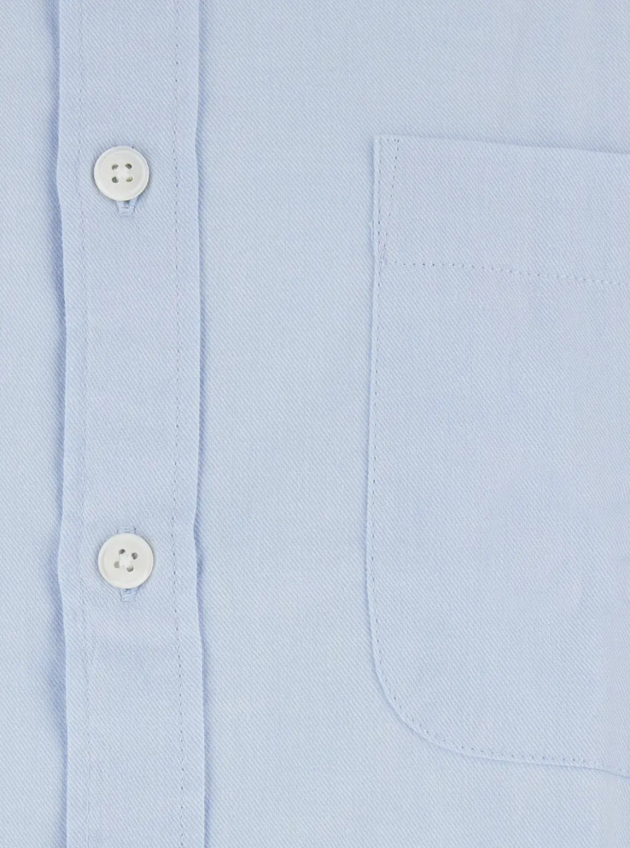 Camasa Shirt in organic cotton with classic collar and long sleeves in blue for men - Img 3