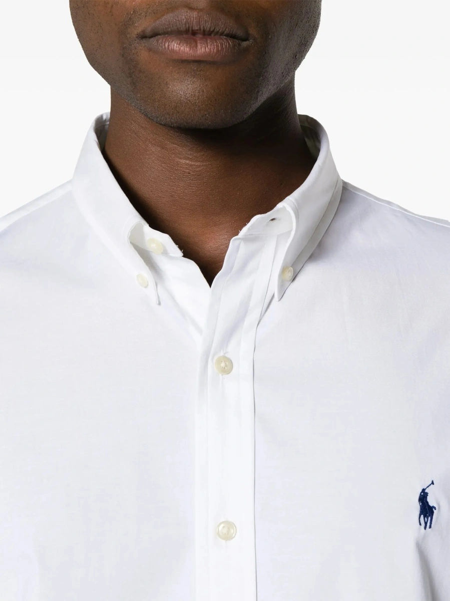 Camasa 'Slim Fit' White shirt with button-down collar and Pony embroidery on the Front in stretch cotton for men - Img 7